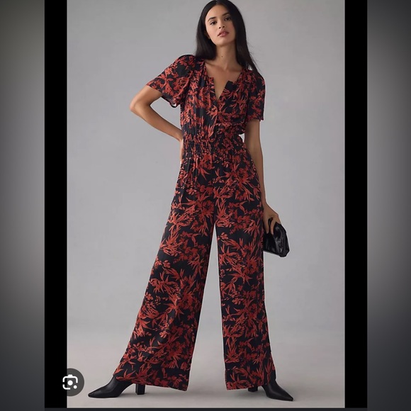 Anthropologie Pants - Anthropologie The Somerset Jumpsuit-Black Motif Color
